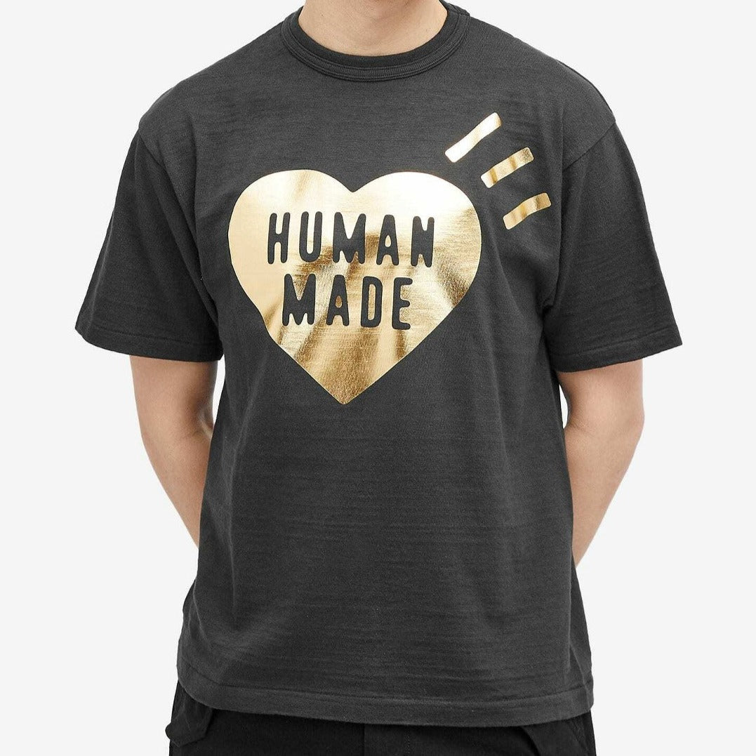 Human Made Metallic Foil Heart Tee Black HUMAN MADE HUMAN MADE - originalfook singapore