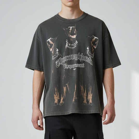 Black Represent Thoroughbred Tee displayed flat with short sleeves and crew neckline, featuring the brand logo on the front.
