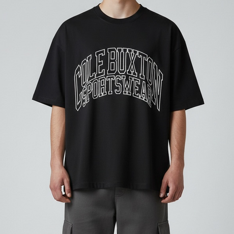 Black Cole Buxton Arch Logo Tee, vintage style, casual apparel with a prominent logo print on the front.