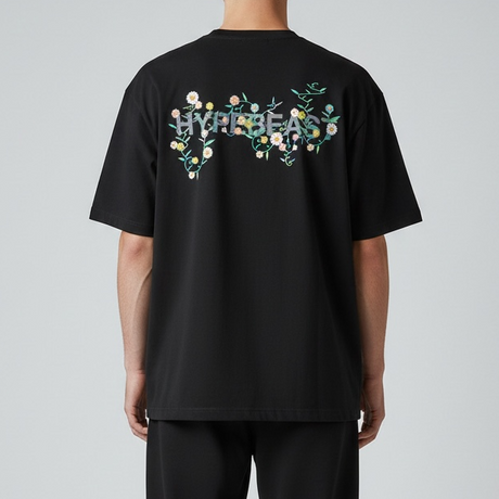 Takashi Murakami X HB 20th Anniversary black limited edition T-shirt with colorful graphic design, casual apparel by Takashi Murakami.
