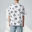 White LifeWork Big Monogram Tee shirt with prominent monogram logo on front, casual apparel for everyday wear.