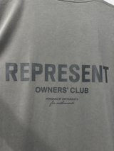 Represent Owners Club Logo Tee in ultimate grey, featuring the brand's logo on the front, casual fit, and soft fabric.