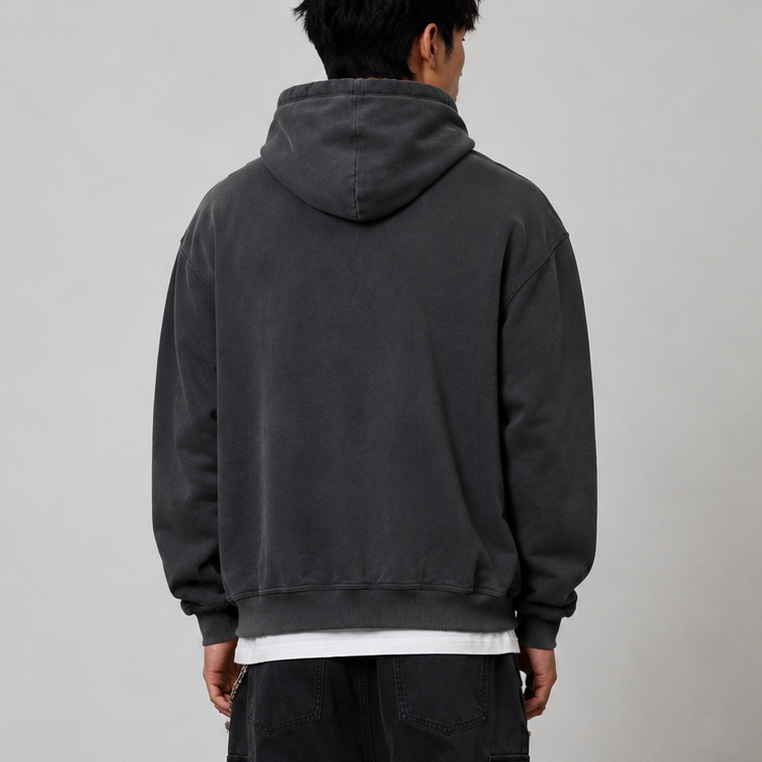 Represent Shark Jaws Hoodie Off Black, front view showing black hoodie with shark jaw graphic and drawstring hood.