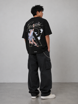 Black Represent Hermes Tee for men, showcasing the classic crew neck and logo design, made from comfortable cotton fabric.