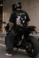 Black Hermes Tee by REPRESENT, casual apparel with a clean design, showcasing the front view of the stylish black t-shirt.