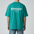Teal Represent Owners Club Logo Tee shirt with front graphic, casual crewneck design, made from soft cotton fabric.