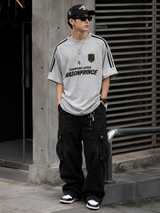 Gray MasonPrince Millennium OV Raglan Tee featuring contrasting sleeves and branding, casual apparel for everyday wear.