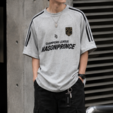 MasonPrince Millennium OV Raglan Tee in grey, casual men's apparel with contrasting sleeve colors and a relaxed fit.