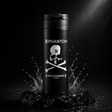 Mastermind Japan Thermo Water Bottle 500ml, black stainless steel with logo, durable accessory for hot and cold beverages.