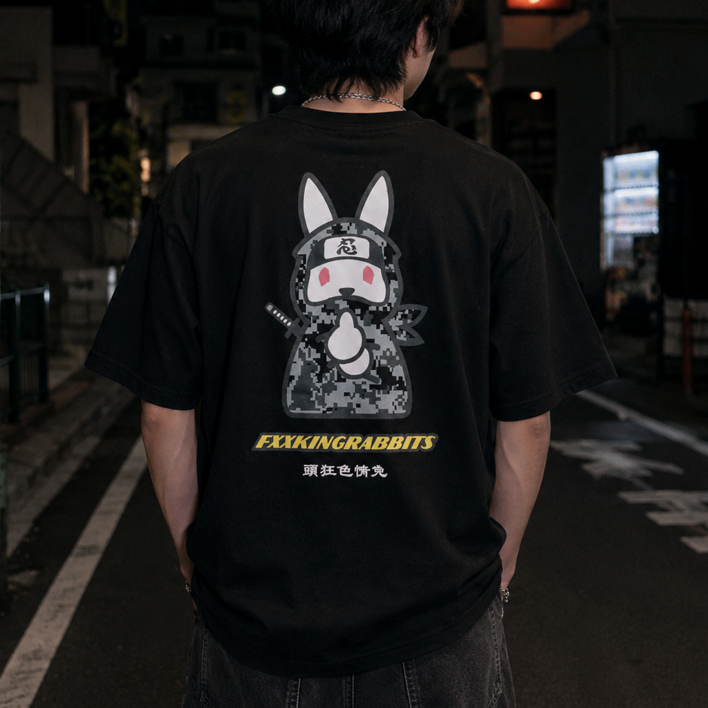 Black FR2 Ninja Tee from the FR2 apparel collection, featuring a bold ninja graphic on soft cotton fabric.