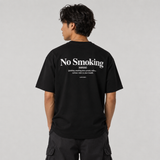 Black FR2 embroidery smoking art tee shirt with detailed design and casual fit, showcasing streetwear style and bold graphics.