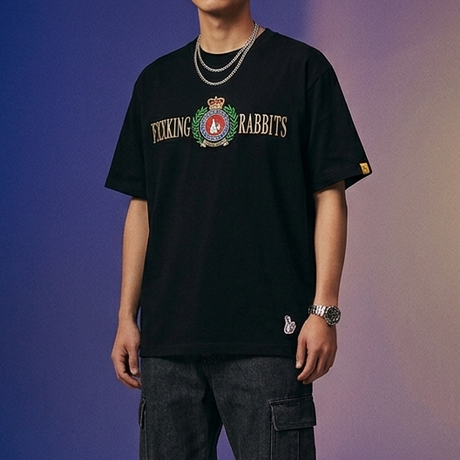 Black FR2 Emblem Icon Tee shirt showing the iconic emblem graphic on the front, casual apparel by FR2.