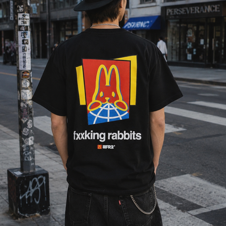 Black FR2 M Logo Tee from #FR2 featuring a simple front logo design, made from soft, comfortable fabric.