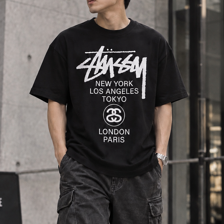 Stussy World Tour Tee Black | ORIGINALFOOK Stussy World Tour Tee Black | ORIGINALFOOK