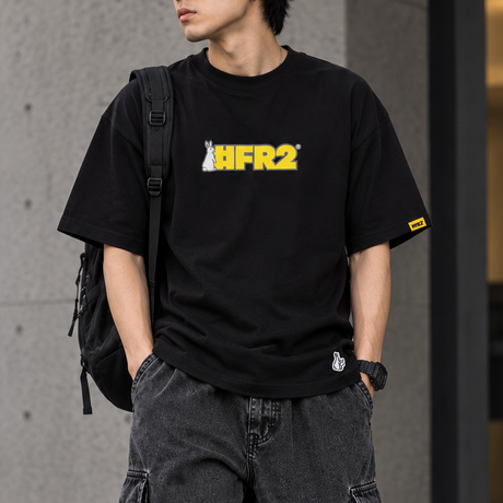 Black FR2 Rabbit Logo Tee shirt, casual apparel with the iconic rabbit logo, displayed on a plain background.