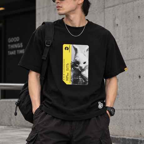 Black FR2 Subway Card Tee shirt from the #FR2 apparel collection, featuring a casual fit and subway card graphic design.