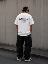 White Boneless Coordinate Tee from BONELESS, casual apparel with a relaxed fit, displayed on a plain background.