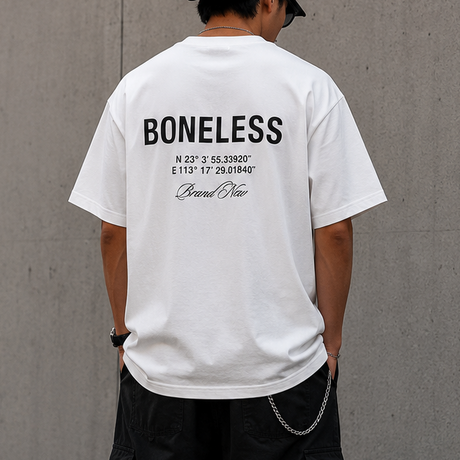 White Boneless Coordinate Tee from BONELESS, casual apparel with a relaxed fit and minimalist design.