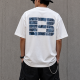 Boneless Faux Denim Applique Logo Tee White