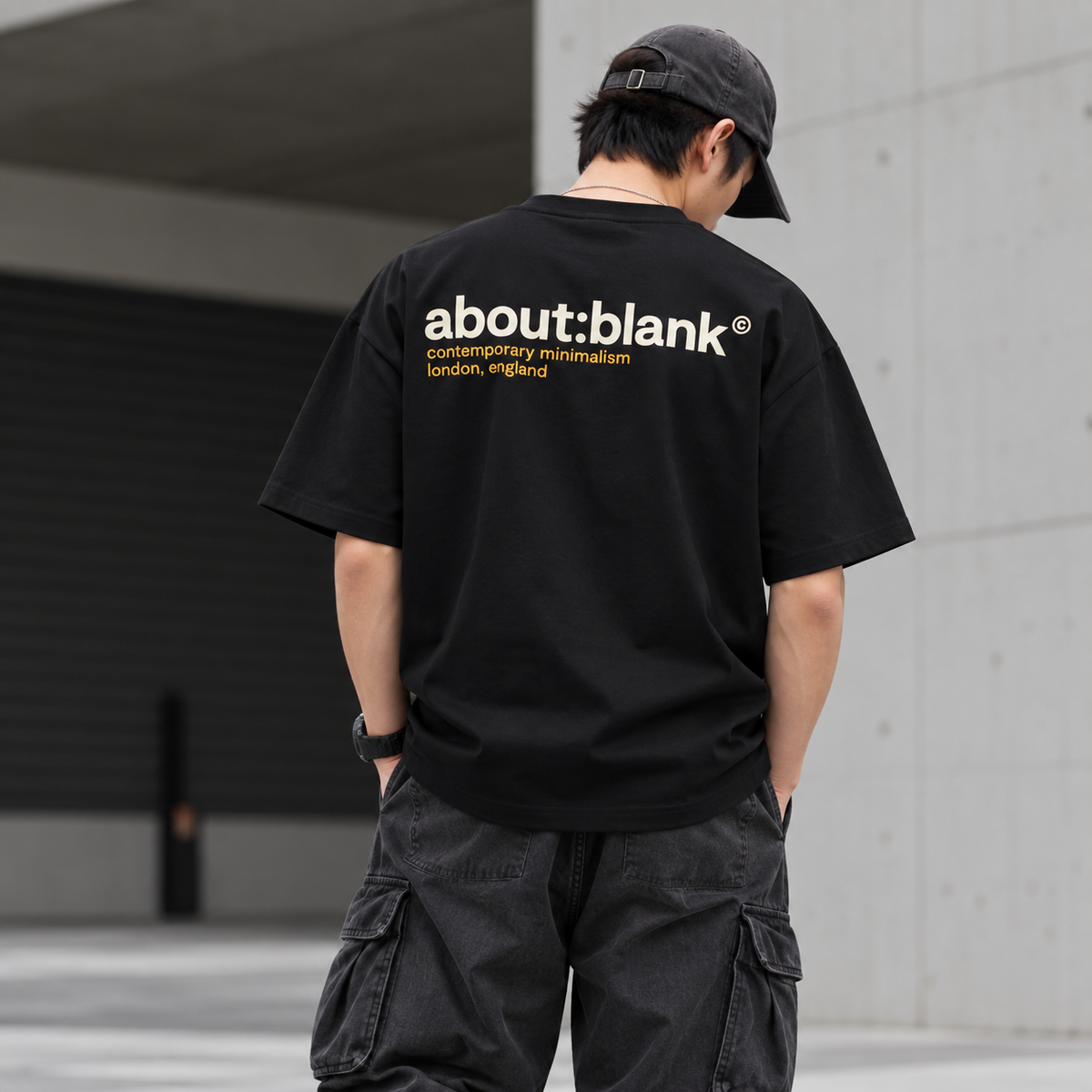 Black AboutBlank Collection Tee from ABOUT:BLANK, casual apparel with a comfortable fit and clean design.