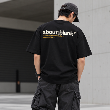 Black AboutBlank Collection Tee from ABOUT:BLANK, casual apparel with a comfortable fit and clean design.