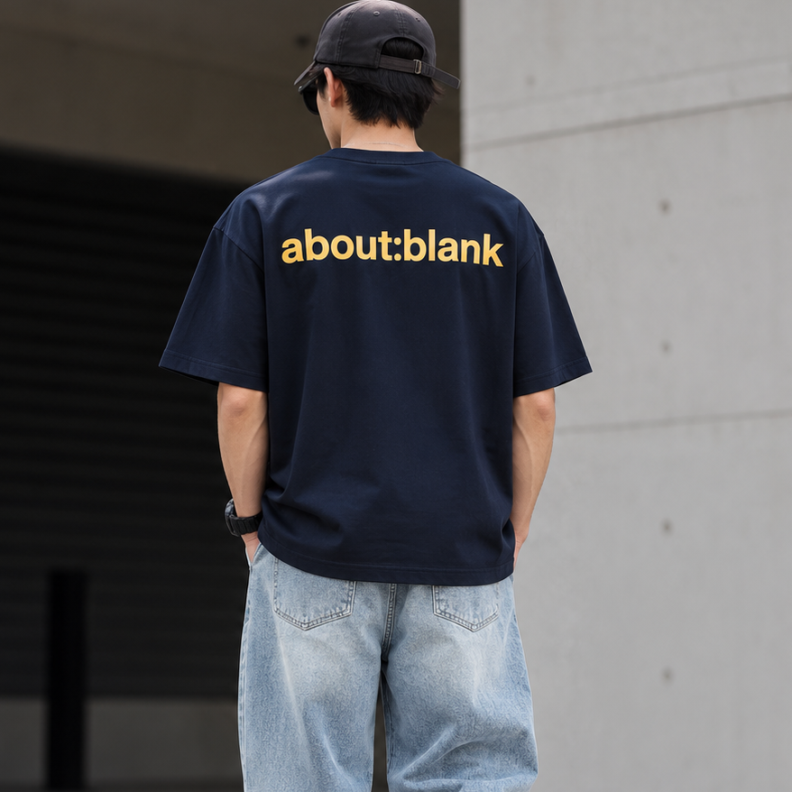 Navy AboutBlank Reverse Blank Tee shirt from ABOUT:BLANK with a simple, minimalist design and crew neckline.