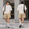 Ralph Lauren Traveler swim shorts in khaki color, casual men's apparel with side pockets and drawstring waistband.