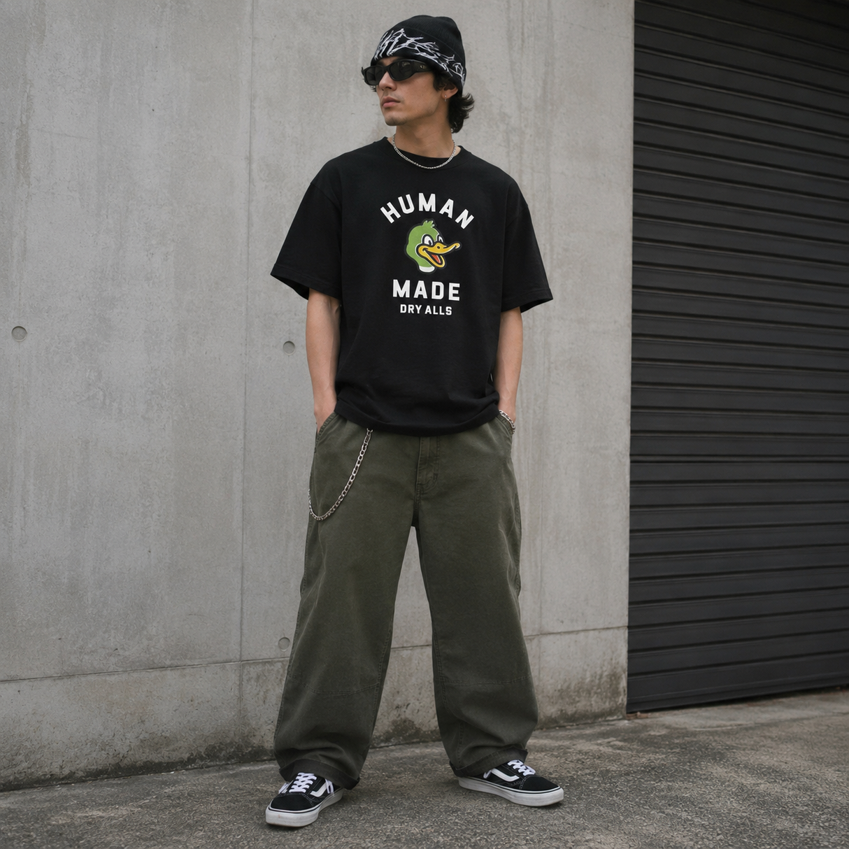 Black Human Made Duck Tee, casual t-shirt with a duck graphic, featuring the brand's logo on the front.
