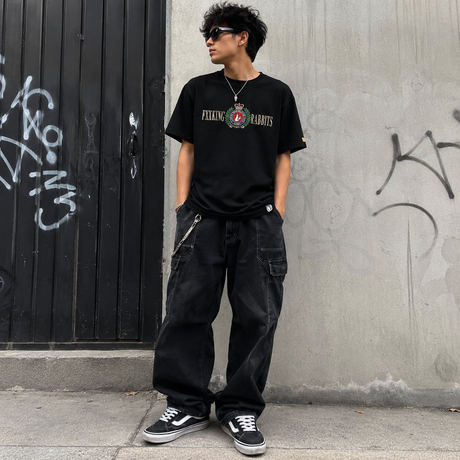 Black FR2 Emblem Icon Tee shirt with front logo design, casual apparel from the #FR2 brand.