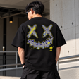 Black Rickyisclown applique T-shirt with Boloo design, featuring bold graphic artwork and casual fit.
