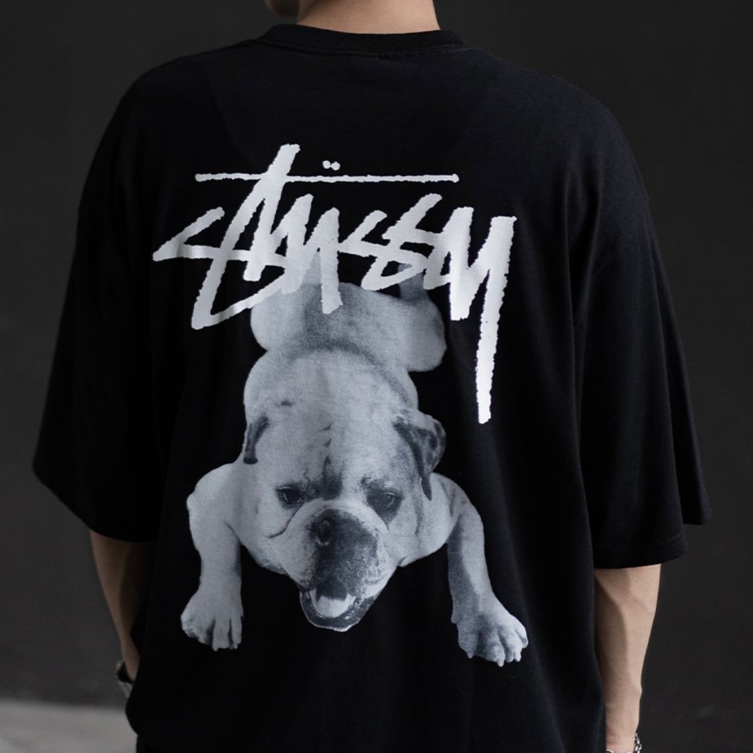Stussy Bulldog Black Tee - ORIGINALFOOK