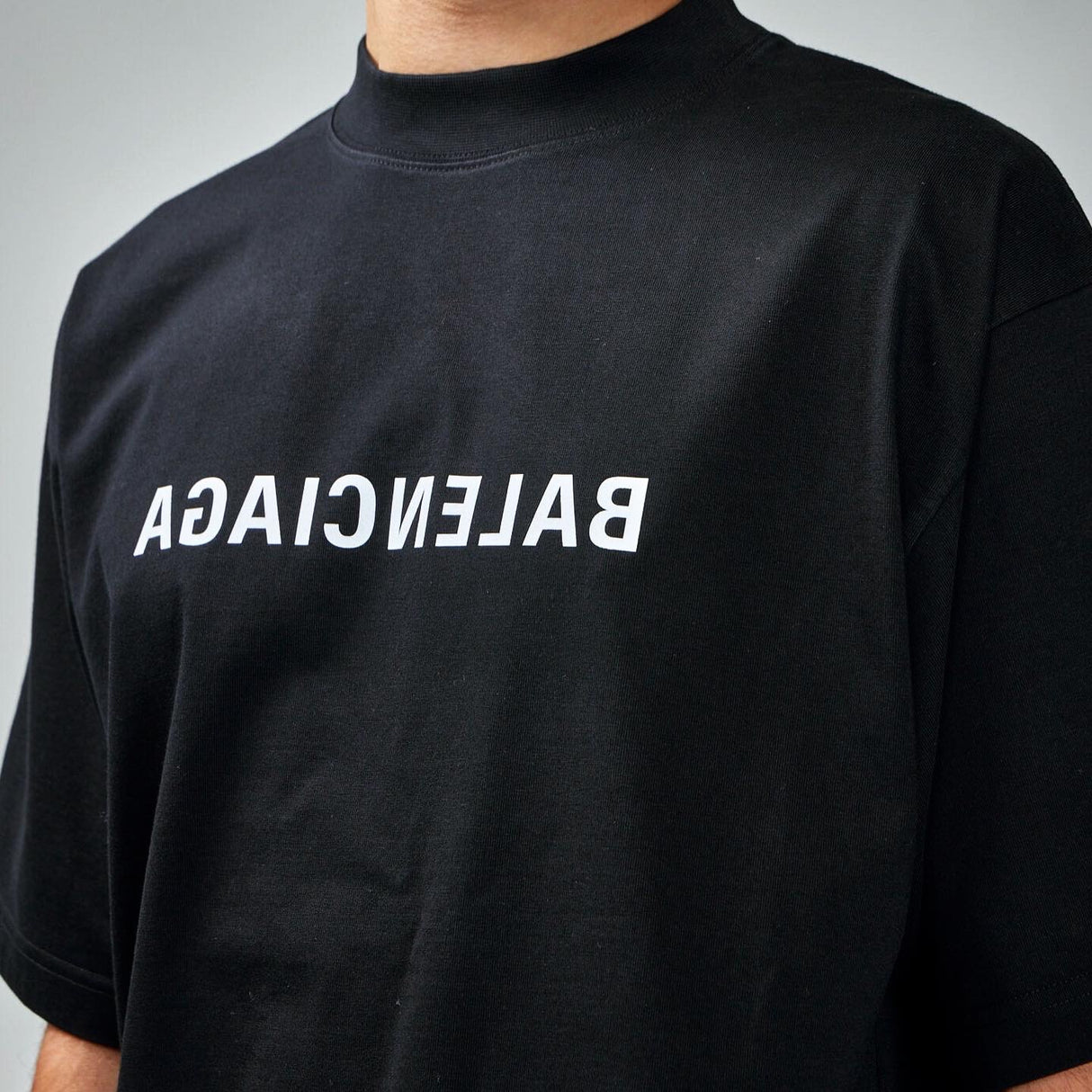 Balenciaga Mirror Logo Medium Fit Tee Black BALENCIAGA BALENCIAGA - originalfook singapore