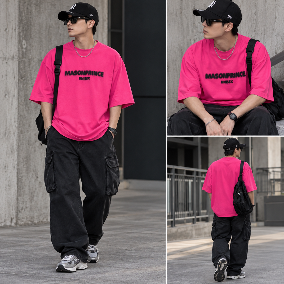 Pink MasonPrince Classic Spray Logo T-shirt featuring a bold logo design, casual fit, and soft cotton fabric.