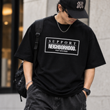 Black NEIGHBORHOOD SS-7 Tee shirt displayed flat, showing front view with neckline and logo details.