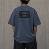 Boneless B Foam Logo Tee in grey and blue, casual apparel t-shirt with logo design on front, made by BONELESS.