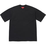 Supreme checkered intarsia black tee, casual apparel with a bold checkerboard pattern, featuring the Supreme logo.