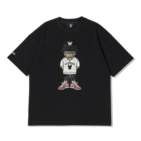 LifeWork Embroidered Hip Bulldog Tee Black