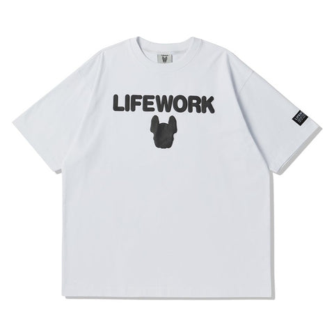 LifeWork Embossed Bulldog Logo Tee White