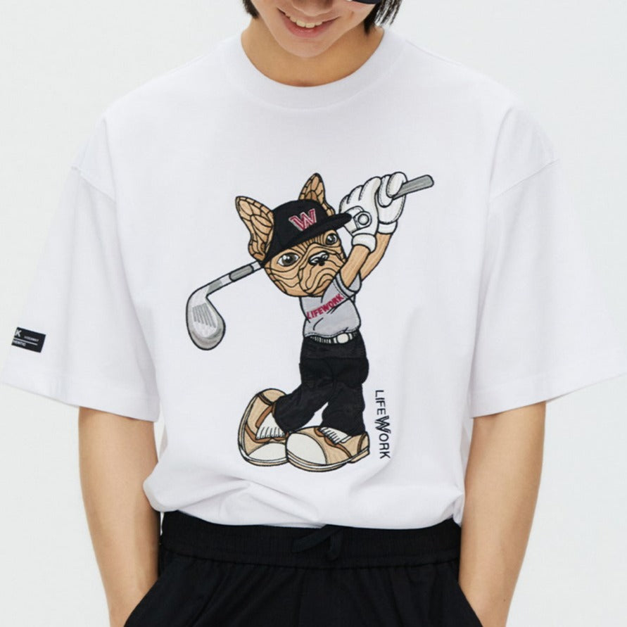 LifeWork Embroidered Golf Bulldog Tee White lifework lifework - originalfook singapore