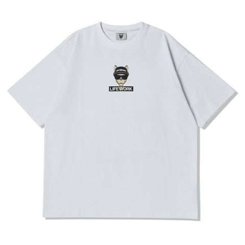 LifeWork Korea Checkerboard Bulldog Tee White