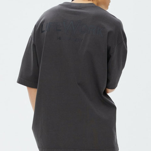 LifeWork Square Logo Patch Tee Charcoal Grey