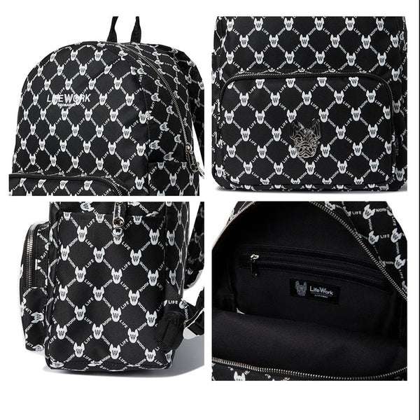 LifeWork Jacquard Monogram Bagpack Black lifework lifework - originalfook singapore