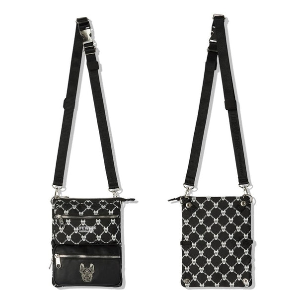 LifeWork Jacquard Monogram 2-Way Shoulder Bag Black lifework lifework - originalfook singapore