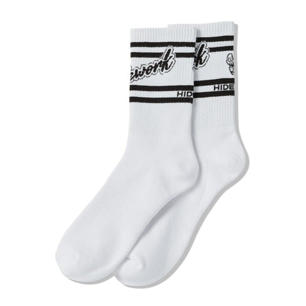 LifeWork Slanted Logo Crew Socks White lifework lifework - originalfook singapore