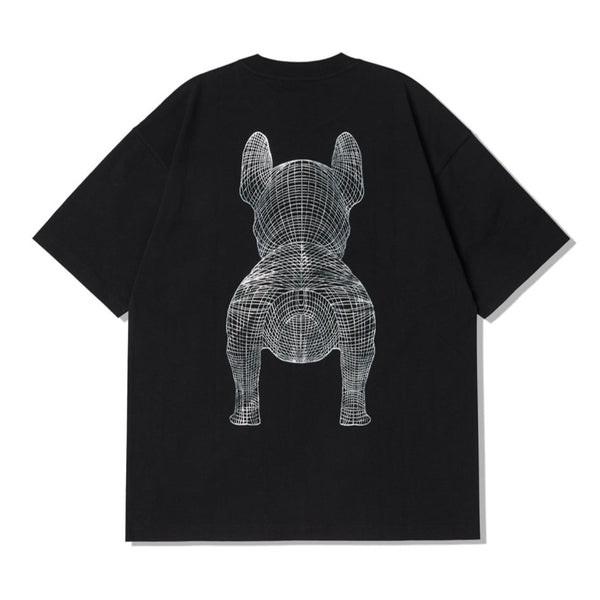 LifeWork Korea Outline Bulldog Tee Black Silver Foil lifework lifework - originalfook singapore