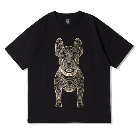 LifeWork Outline Bulldog Tee Black Gold Foil