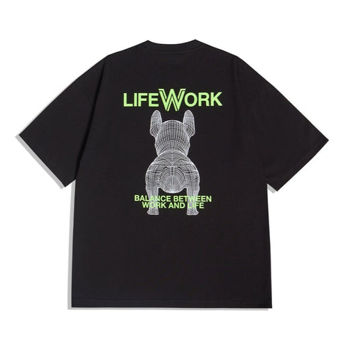 LifeWork Korea Small Bulldog Tee Black