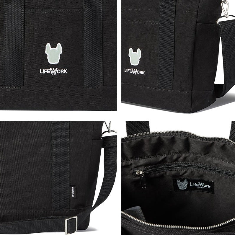 LifeWork 2-Way Canvas Tote Bag Black lifework lifework - originalfook singapore