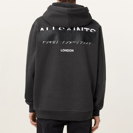 AllSaints Redact Embroidered Logo Hoodie Washed Black ALLSAINTS ALLSAINTS - originalfook singapore
