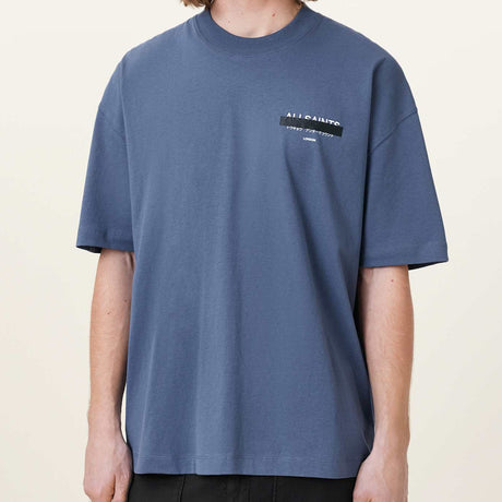 Allsaints Redact Strikeout Logo Tee Amalfi Blue